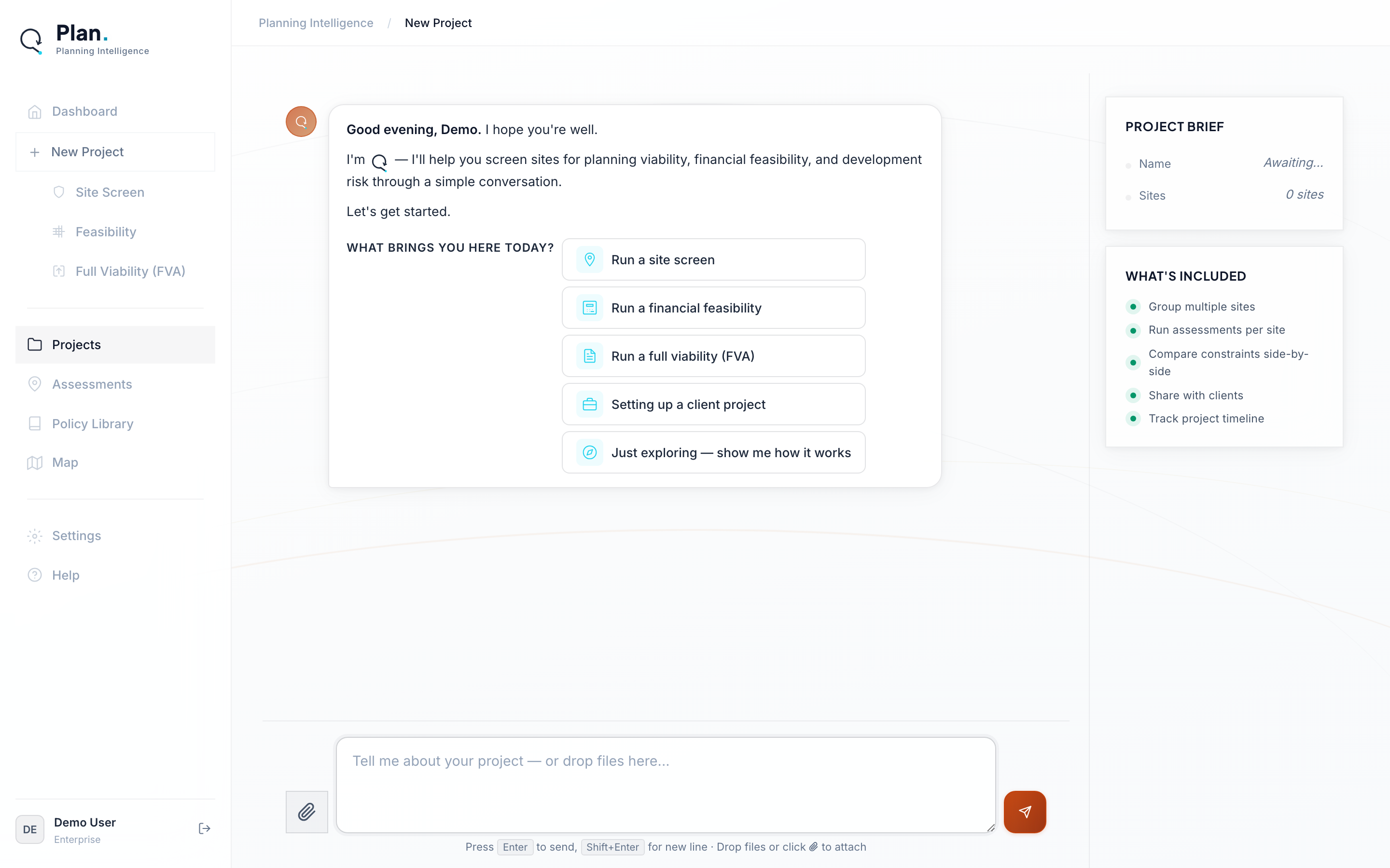 QPlan conversational briefing interface