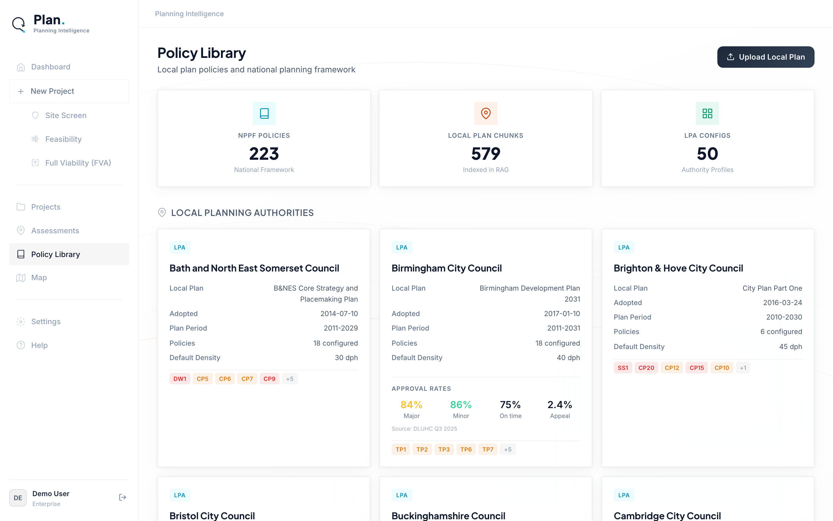 QPlan policy library browser by local authority