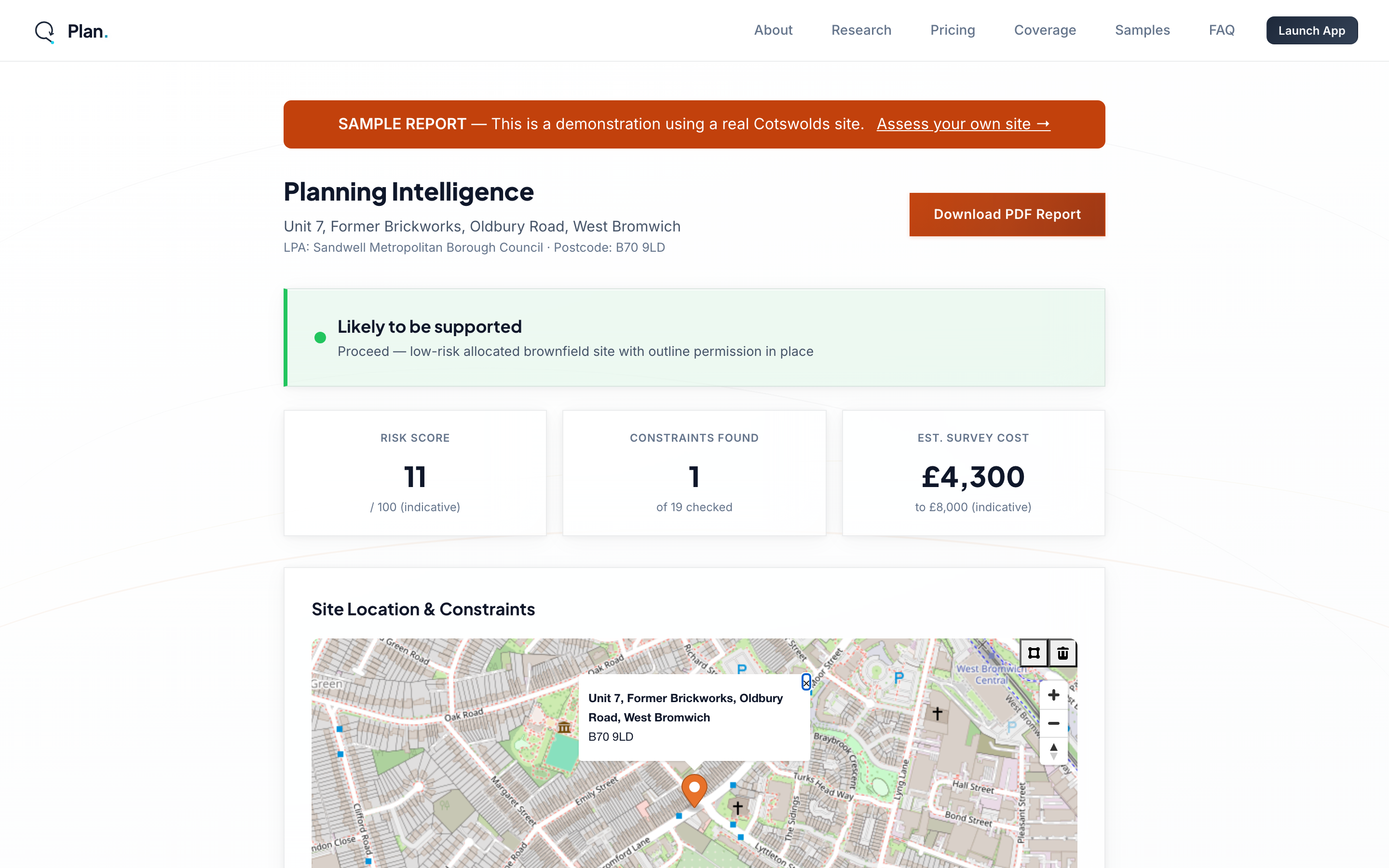 QPlan branded PDF report preview