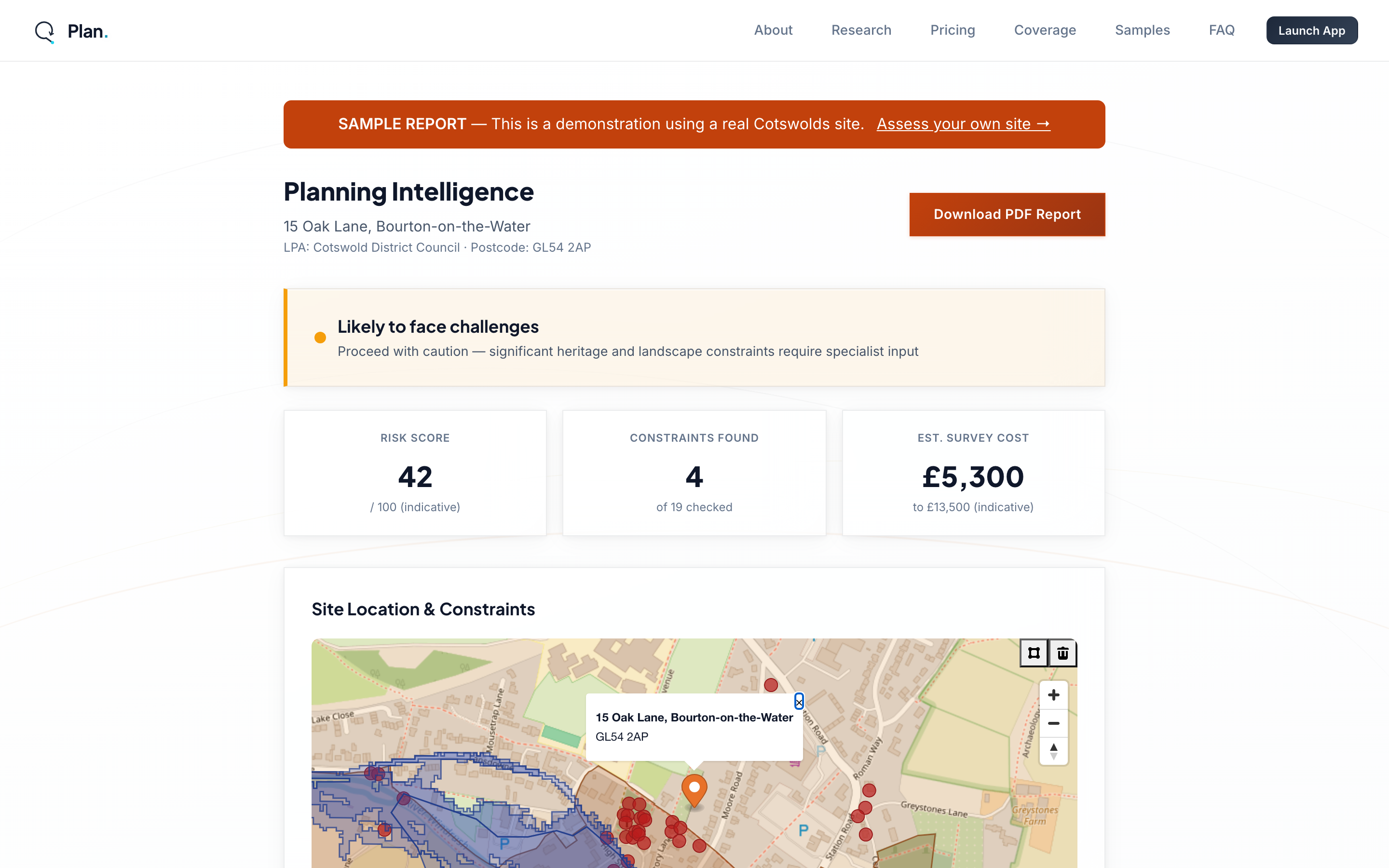 QPlan assessment results with AMBER verdict